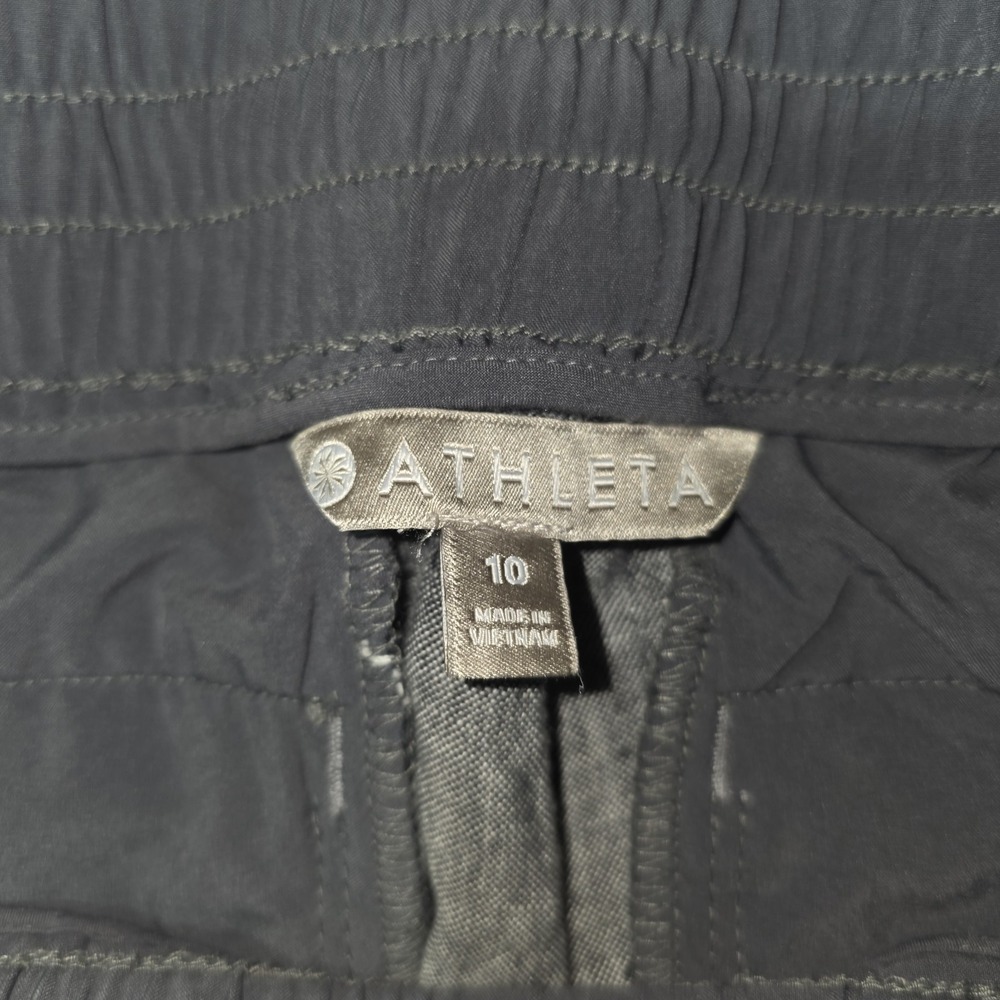 Athleta Bali Ankle Pants Womens Size 10 Linen Gray Pockets Rolled Cuff Ankle - Picture 3 of 12